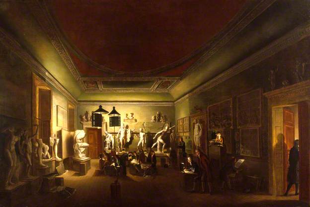 The Antique Room of the Royal Academy at New Somerset House, 1780 - 1783. (c) Royal Academy of Arts